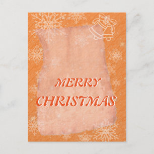 Cartão Postal De Festividades Simples Elegante Laranja Bell Snowflake Natal