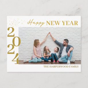 Cartão Postal De Festividades Simples Elegante Moderno Feliz Ano Novo Uma Foto