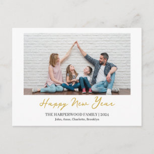 Cartão Postal De Festividades Simples Elegante Moderno Feliz Ano Novo Uma Foto