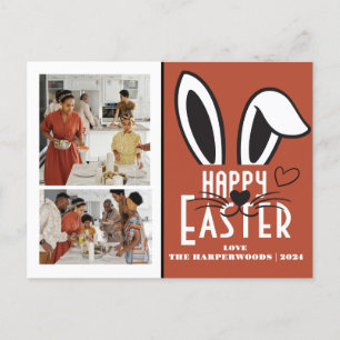 Cartão Postal De Festividades Simples Elegante Tipografia Páscoa Família Dois Fo