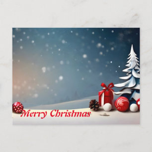 Cartão Postal De Festividades Simples Elegantes Decorações BrancasNatal Feliz Bo