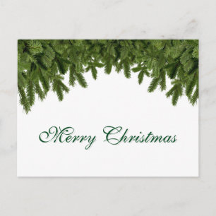 Cartão Postal De Festividades Simples Elegantes Decorações de Folhas Verdes Nata