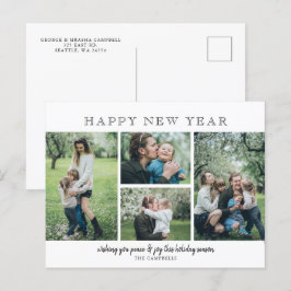 Cartão Postal De Festividades Simples Feliz ano novo de fotos Moderno 4