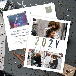 Cartão Postal De Festividades Simples Foto Moderna de Ano 3 Colorida Minimalista