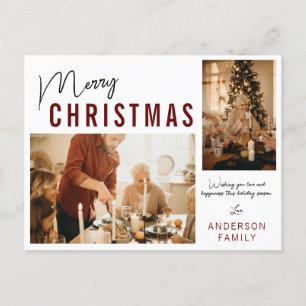 Cartão Postal De Festividades Simples Minimalista 2 Foto Feliz Natal