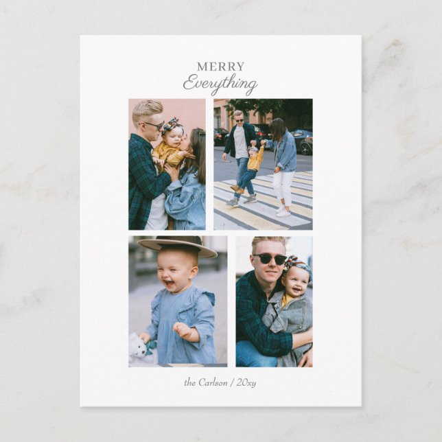 Cartão Postal De Festividades Simples Moderno 4 fotos Collage Personalizado (Frente)