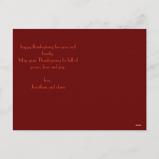 Cartão Postal De Festividades Simples outono Moderno deixa feliz ação de graças (Verso)