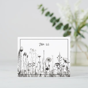 Cartão Postal De Festividades Simples Preto e Branco Salvar a Data