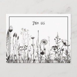 Cartão Postal De Festividades Simples Preto e Branco Salvar a Data