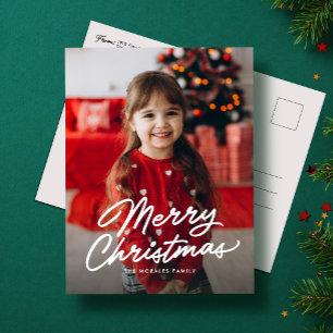 Cartão Postal De Festividades Simples roteiro casual de Feliz Natal - Uma foto