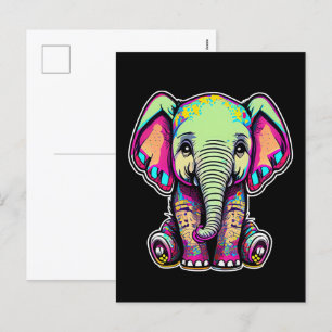 Cartão Postal De Festividades Simulação digital do lindo bebê elefante