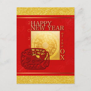 Cartão Postal De Festividades Sinais Zodiac Ox Papercut Chinês Ano 2021 VHPC