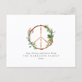 Cartão Postal De Festividades Sinal de Paz Botânico de Madeira Amor Alegria Nata