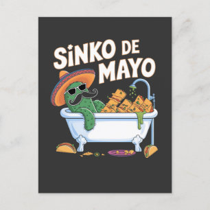 Cartão Postal De Festividades Sinko de Mayo Cinco De Mayo Cactus Funny