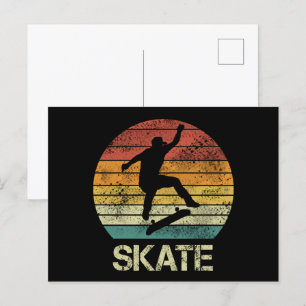 Cartão Postal De Festividades Skate Olli vintage design para patinadores