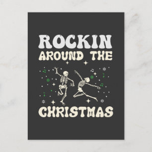 Cartão Postal De Festividades Skeleton Christmas Dance