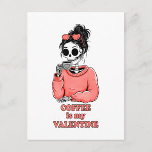 Cartão Postal De Festividades Skeleton Coffee É Meu Namorados Dias de os namorad