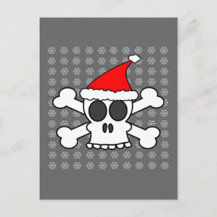 Cartão Postal De Festividades Skull and Crossbones Santa Hat