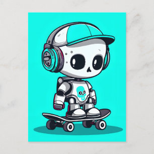 Cartão Postal De Festividades SkullBot do skate
