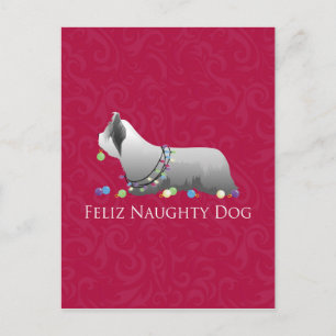 Cartão Postal De Festividades Skye Terrier Design de Natal Feliz