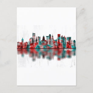 Cartão Postal De Festividades Skyline Buffalo Nova York