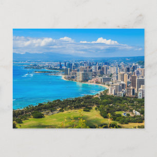 Cartão Postal De Festividades Skyline de Honolulu, Havaí.