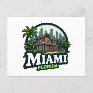 Cartão Postal De Festividades Skyline Miami Florida