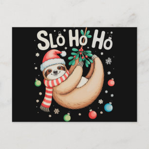 Cartão Postal De Festividades Slo Ho Ho Sloth Chapéu do Papai Noel Feliz Natal S