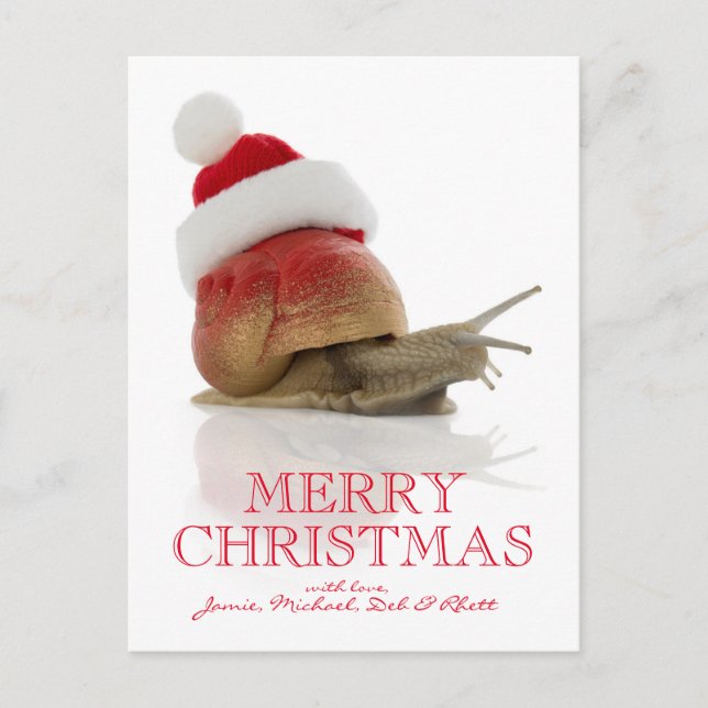Cartão Postal De Festividades Snail Natal (Frente)
