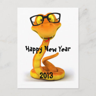 Cartão Postal De Festividades Snake Dude   Cute Chinese Zodiac Sign