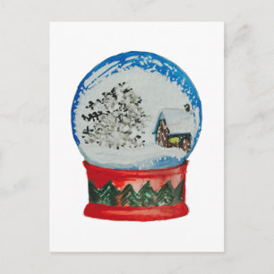 Cartão Postal De Festividades Snow Globe Crystal Ball Winter Village