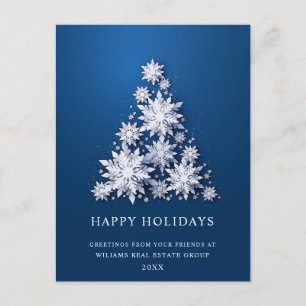 Cartão Postal De Festividades Snowflakes Saudação Corporativa de Árvore de Na