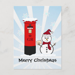 Cartão Postal De Festividades Snowman