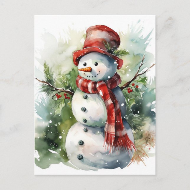 Cartão Postal De Festividades Snowman (Frente)