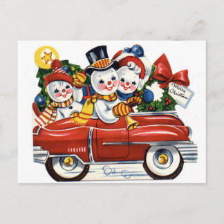 Cartão Postal De Festividades Snowman