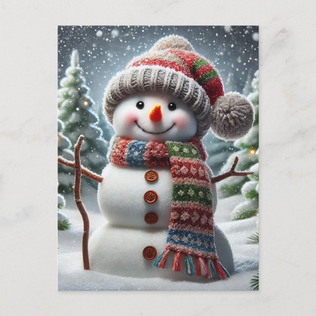 Cartão Postal De Festividades Snowman (Frente)