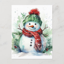 Cartão Postal De Festividades Snowman