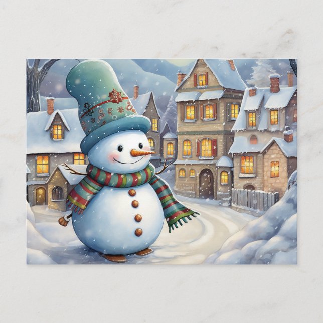 Cartão Postal De Festividades Snowman (Frente)