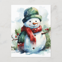 Cartão Postal De Festividades Snowman