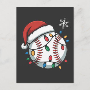 Cartão Postal De Festividades Snowman Baseball Papais noeis de Natal Baseball Ba