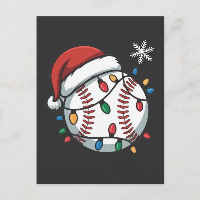 Cartão Postal De Festividades Snowman Baseball Papais noeis de Natal Baseball Ba (Frente)