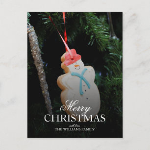 Cartão Postal De Festividades Snowman Christmas Cookie Ornament em árvore