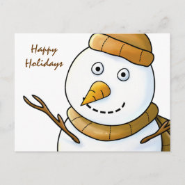 Cartão Postal De Festividades Snowman com cartão-postal Brown Scarf
