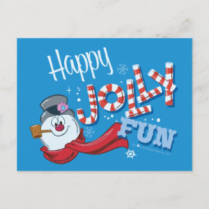 Cartão Postal De Festividades Snowman™ congelado Feliz Jolly Divertido