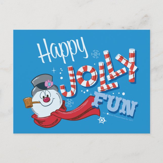 Cartão Postal De Festividades Snowman™ congelado | Feliz Jolly Divertido (Frente)