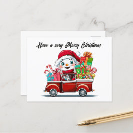 Cartão Postal De Festividades Snowman de Natal adiciona texto aquarela Feriado