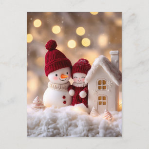 Cartão Postal De Festividades Snowman Frosty Siblings Winter Joy