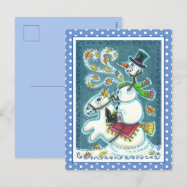 CARTÃO POSTAL DE FESTIVIDADES SNOWMAN HORSÊMICO SEM CABEÇA, XMAS HALLOWEEN HUMOR