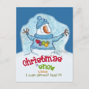 Cartão Postal De Festividades Snowman - O Natal É "Neve" Perto