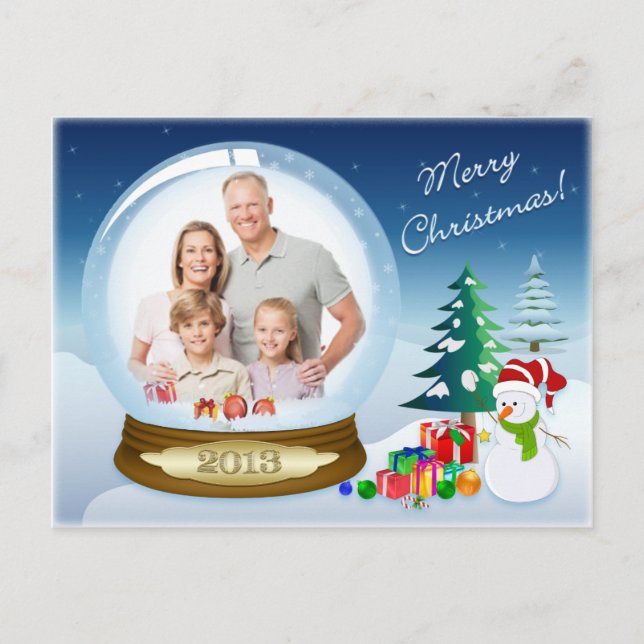 Cartão Postal De Festividades Snowman PHOTO Snow Globe - Posto Card 2 (Frente)